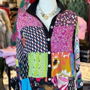 John Mark super fun colorful button down top